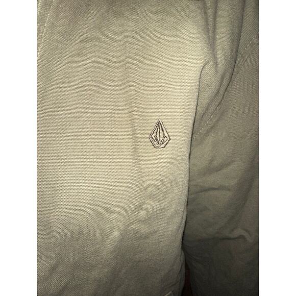 Volcom Mens canvas Jacket full zip Army green Sherpa Lined S Skater Streetwear - Picture 4 of 9